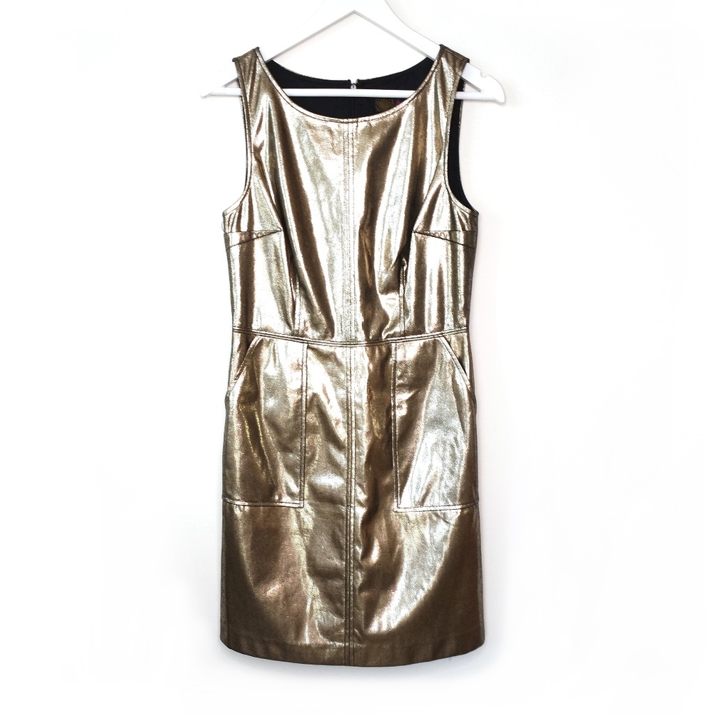 Tracy Reese gold sleeveless dress with pockets